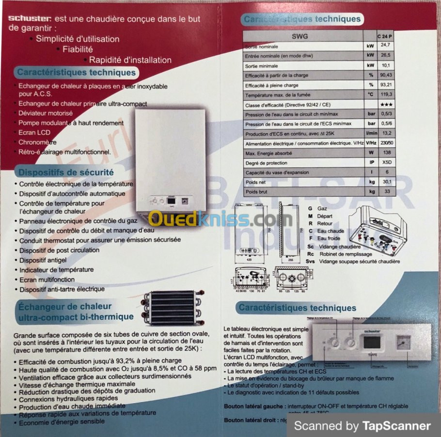 CHAUDIÈRE SCHUSTER A VENTOUSE  24 KW