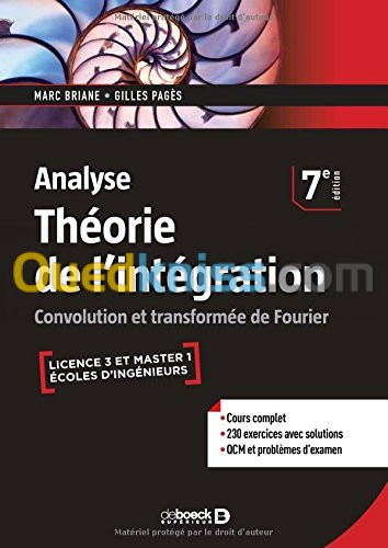 Analyse - Théorie de l'intégration
Convolution et transformée de Fourier