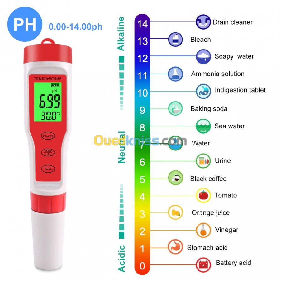 Testeur de Ph sol 4 en 1, analyseur de PH, pour thermomètre, humidité,  lumière, tempirature. - Alger Algérie
