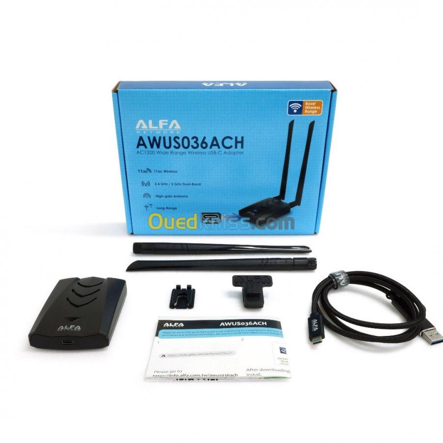 Adaptateur USB WIFI Alfa AWUS036ACH v.2 (AWUS036ACH-C) Dual-Band 2.4Ghz 5Ghz ORIGINAL