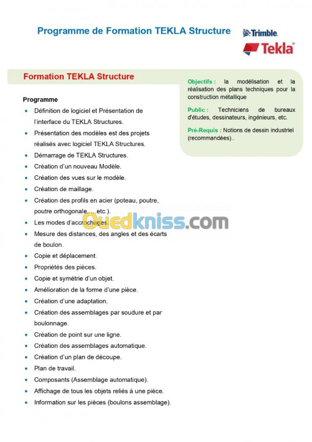 Formateur / Formation TEKLA STRUCTURE