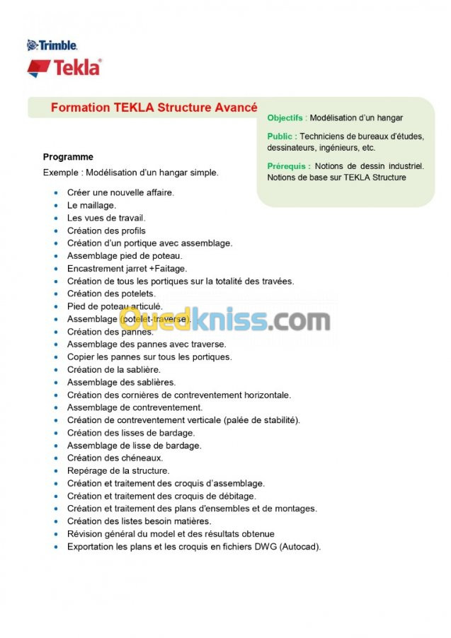 Formateur / Formation TEKLA STRUCTURE