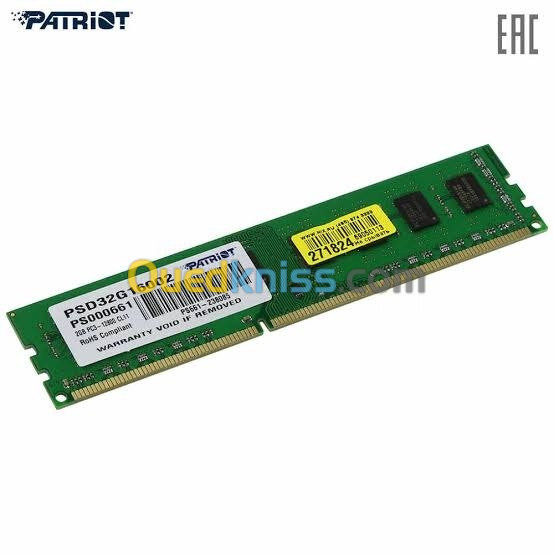 Ram PATRIOT 2G DDR3 FRÉQUENCE :1600MHz