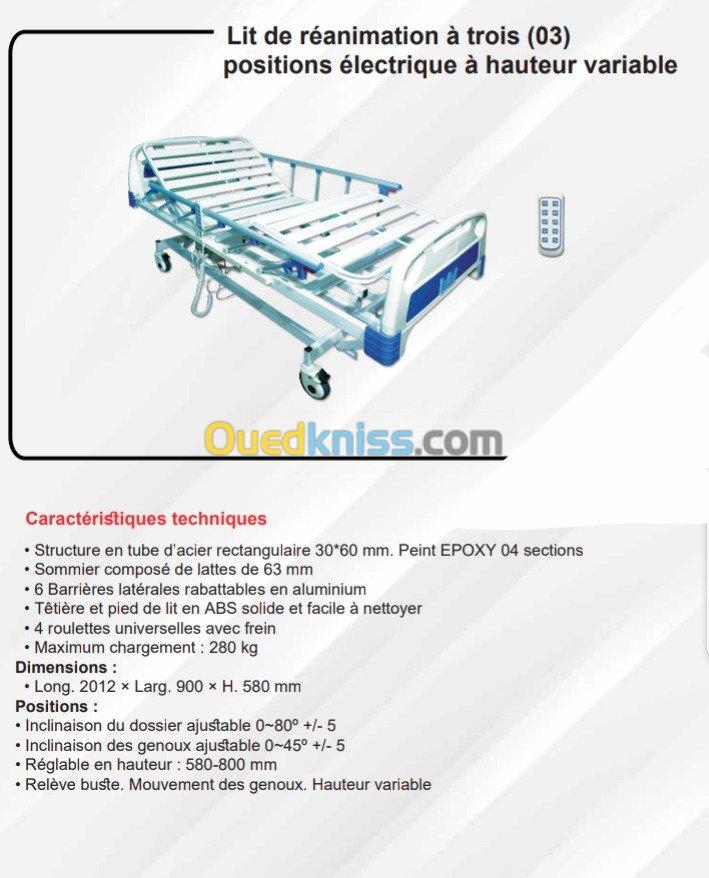 Lit de Réanimation Électrique 3 pos
