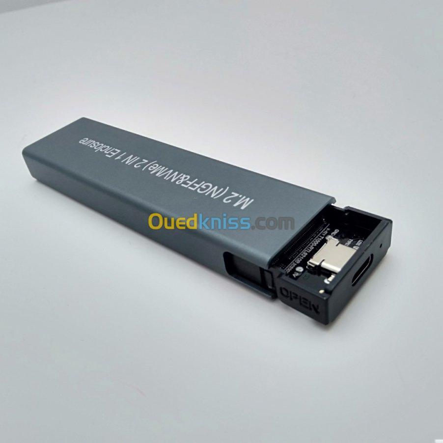 Rack M.2 Pci-e nvme avec HUB 2 * USB 2.0 + Lecteur TF + SD 10Gbps externe  type-c - Prix en Algérie