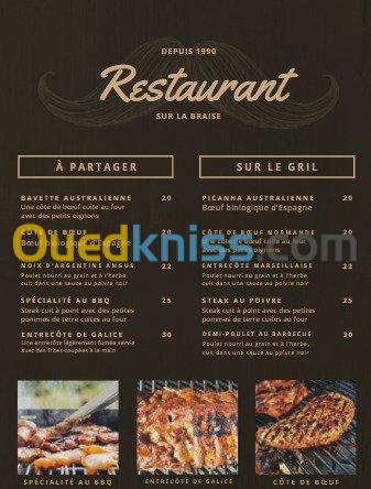 creer menu de restaurant, cafeteria...