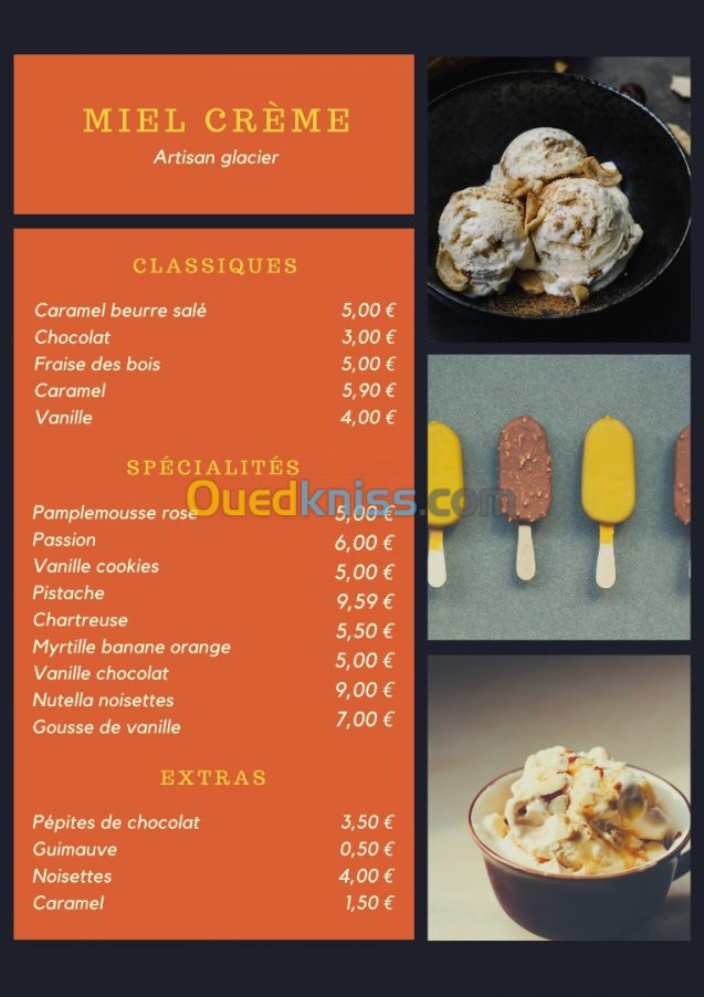 creer menu de restaurant, cafeteria...