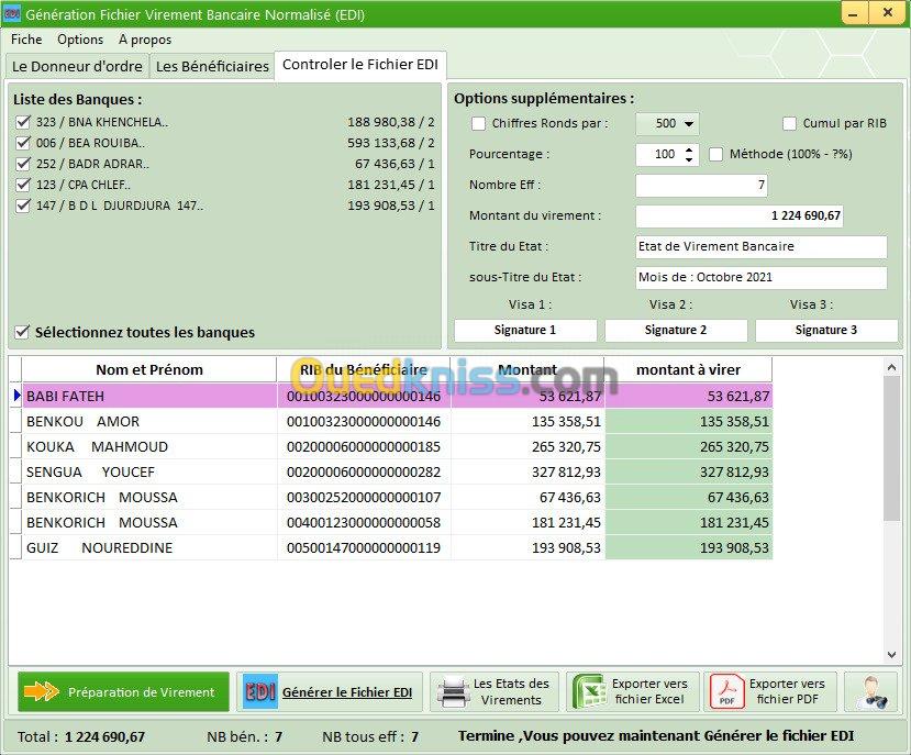 Gestion et Générateur de Fichier EDI