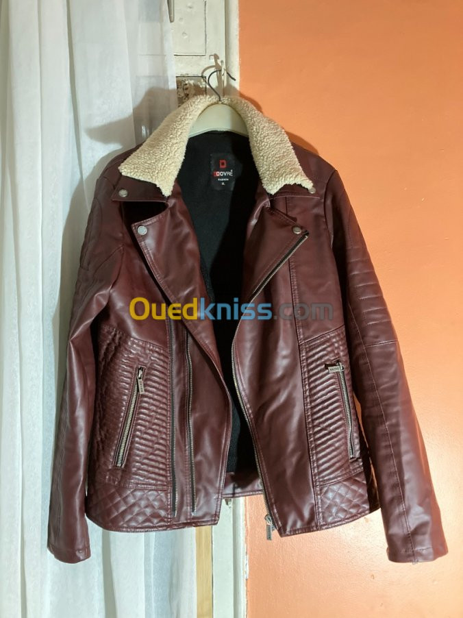 Veste semi cuir avec double fermeture