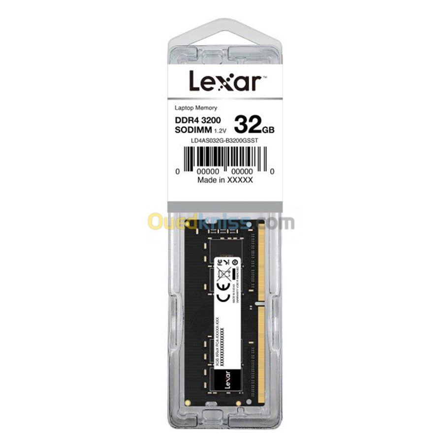 RAM Lexar  32Gb (1x32Go) DDR4 3200 MHz - Haute Performance, PC, Serveur, Gaming, Création