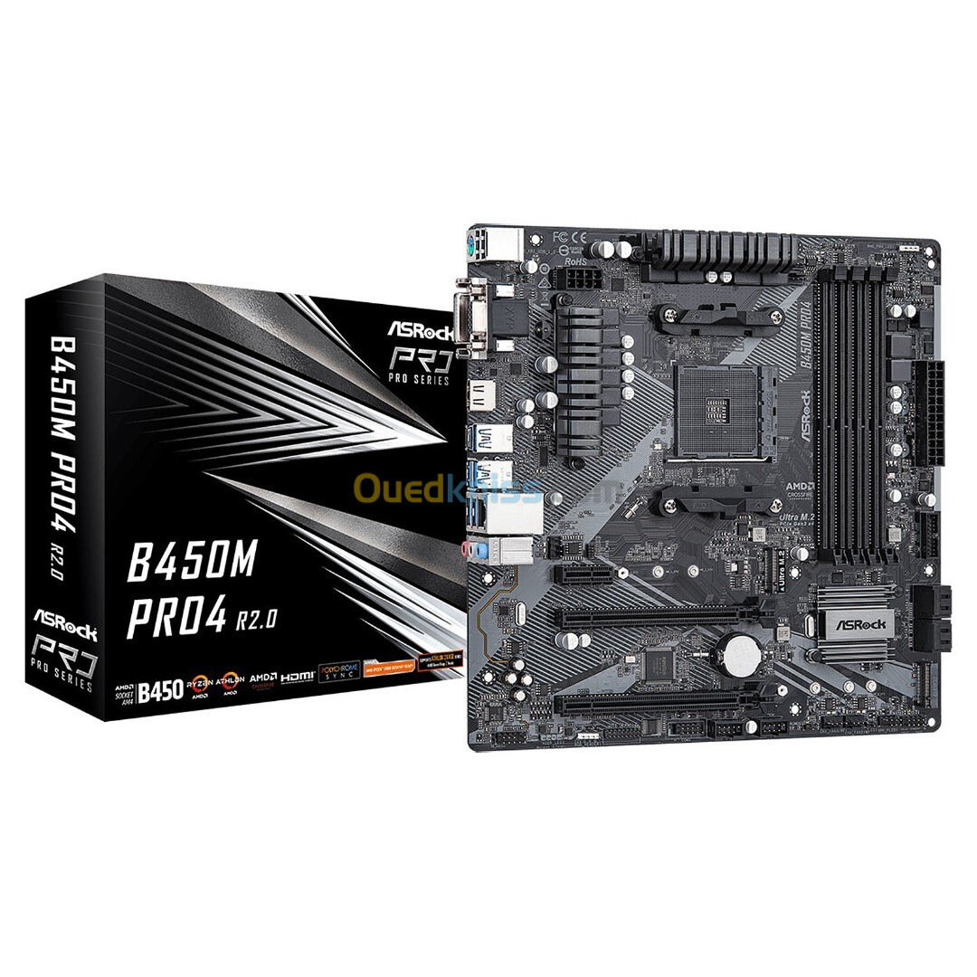 CARTE MÈRE ASROCK B450M PRO4 R2.0 AMD AM4 MICRO-ATX DDR4 PCIe 3.0