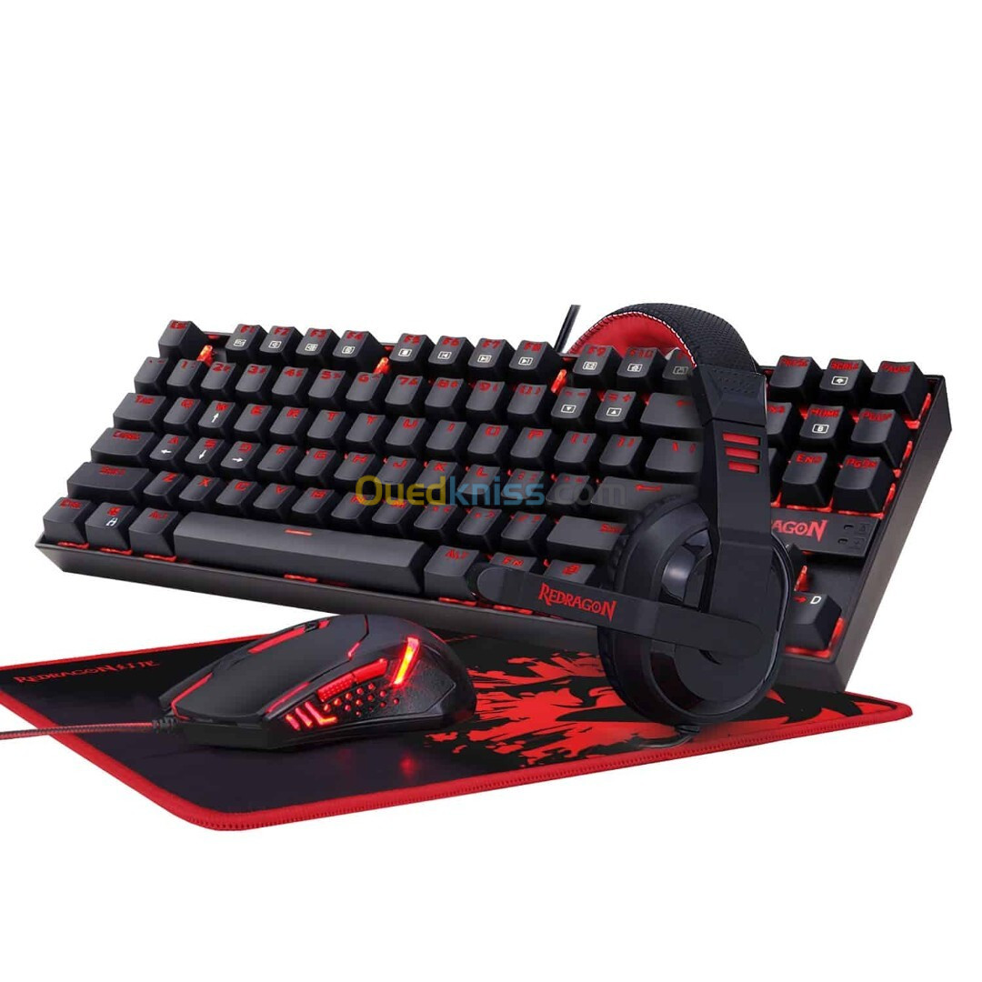 REDRAGON K552-BB-2 - COMBO 4en1 - CLAVIER MECANIQUE + SOURIS + CASQUE + TAPIS