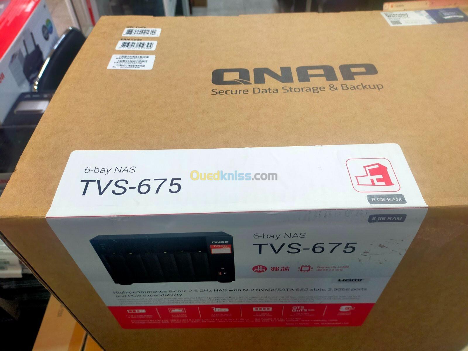 Baie de stockage NAS QNAP TVS-675 CPU Zhaoxin KaiXian KX-U6580  / Mémoire: 8 Go DDR4 / 2 SSDM.2 / 