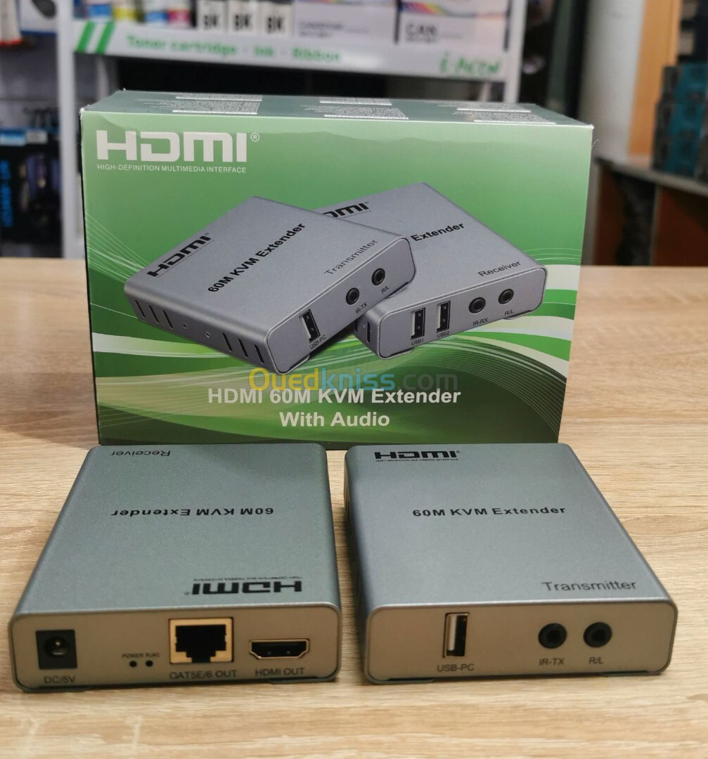 Extender HDMI par RJ45 jusqu'à 60M KVM+Audio+4K  