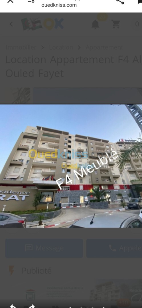 Location Appartement F4 Alger Ouled fayet