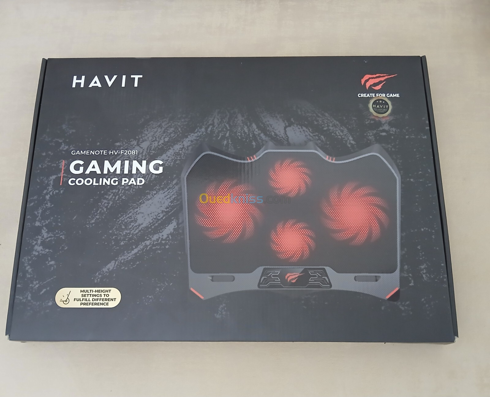 TABLE REFROIDISSEUR LAPTOP HAVIT HV-F2081 GAMING - 4 VENTILO - 17" MAX