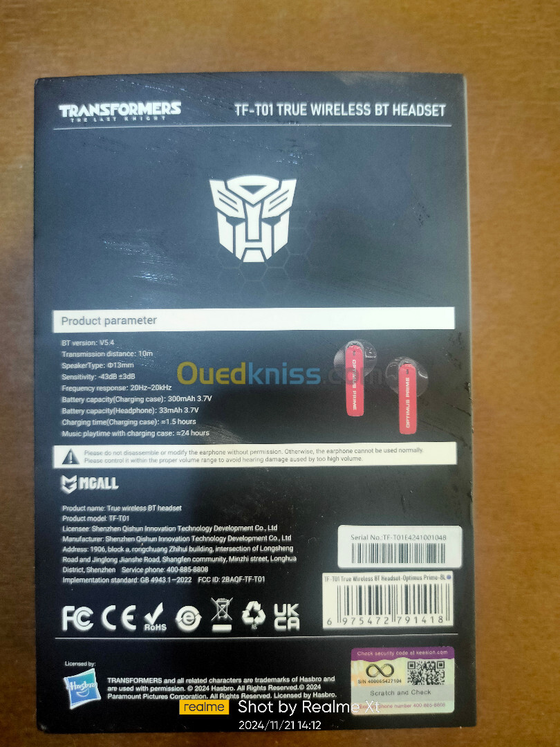 Transformers écouteurs Bluetooth 