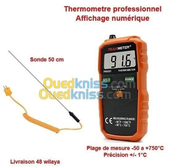 Thermomètre à sonde professionnel : -50 C à +750 C