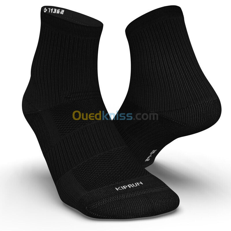 KIPRUN CHAUSSETTES DE RUNNING RUN500 MI-HAUTEURS X2 NOIRES ECO-CONCUES