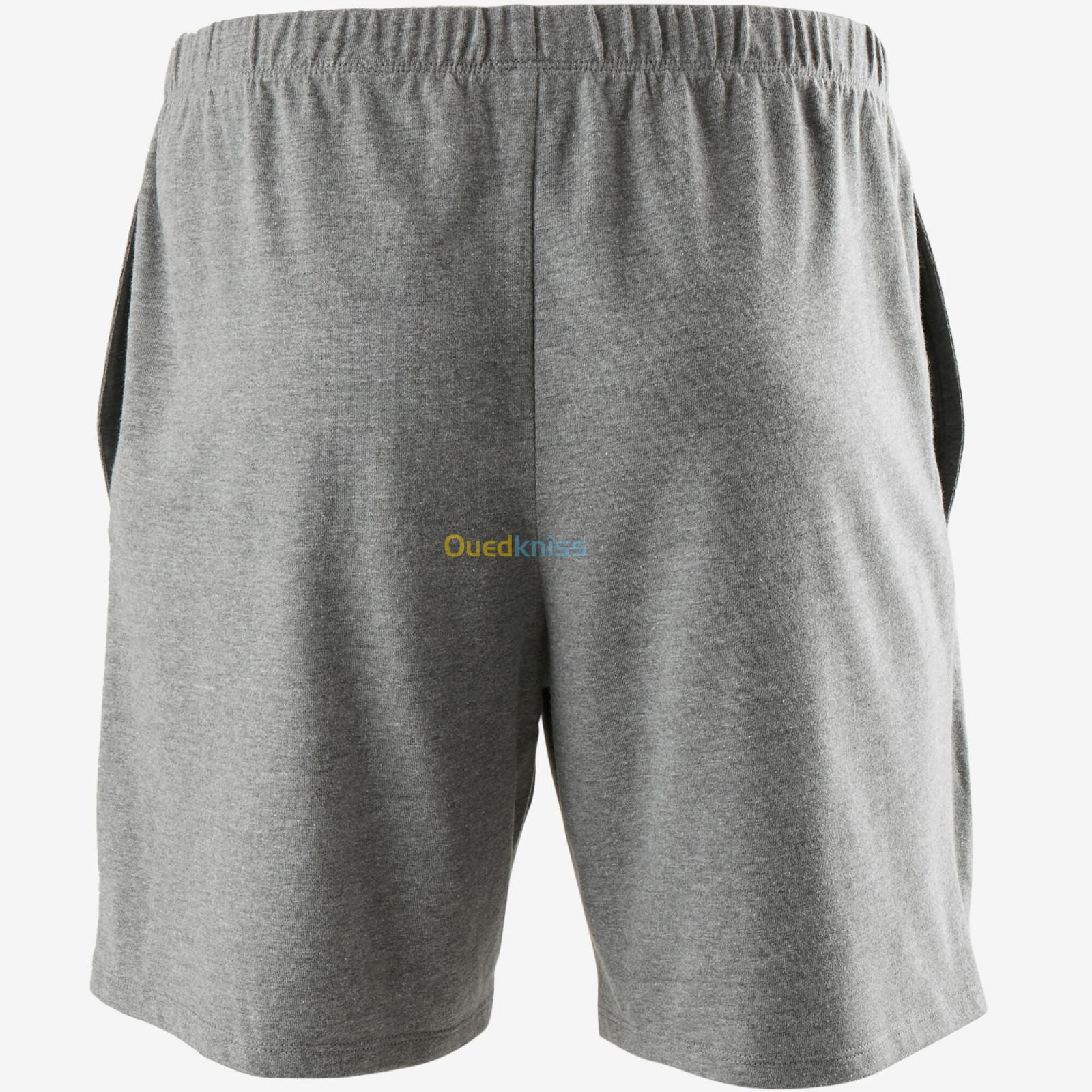 DOMYOS Short Fitness homme coton droit avec poche clés - 100 noir court