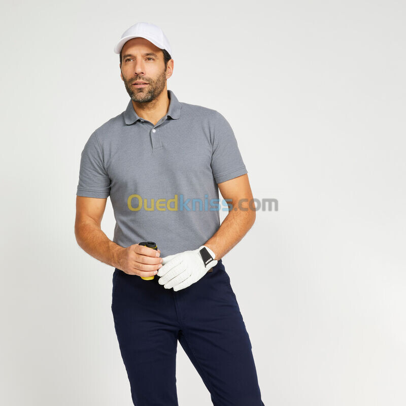 INESIS Polo de golf en coton manches courtes Homme - MW500 gris foncé