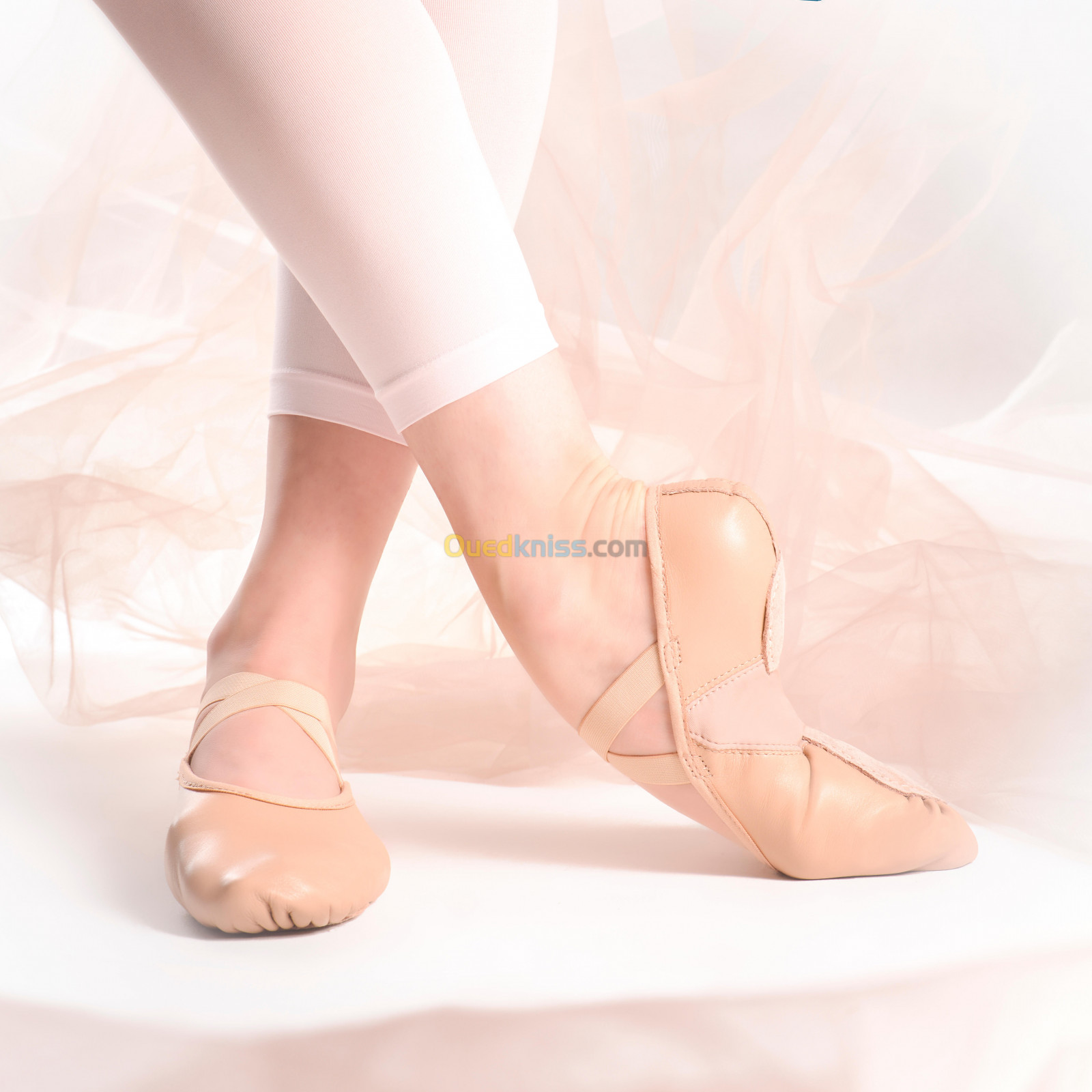 STAREVER Demi-pointes danse classique bi-semelles en cuir souple beige tailles 28-42