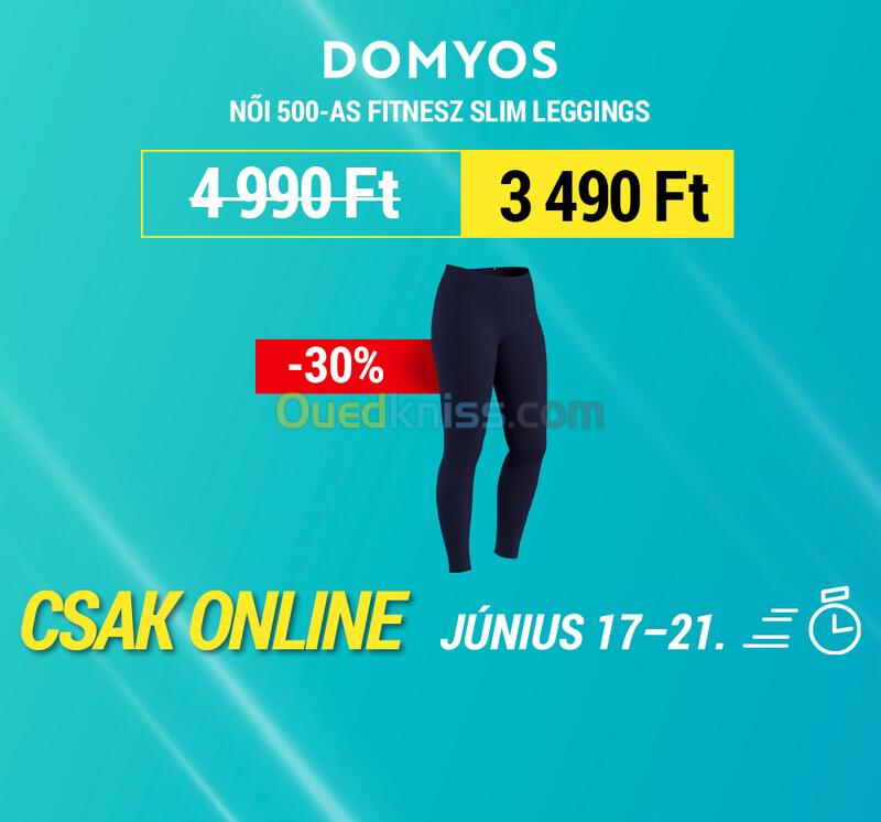 DOMYOS Legging fitness long coton extensible femme - Fit+ bleu marine