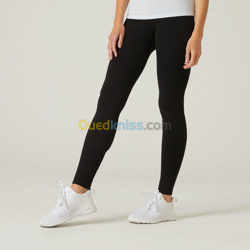 DOMYOS Legging fitness long coton extensible femme - Fit+ noir