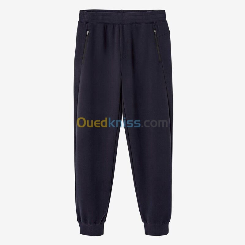 DOMYOS Pantalon jogging fitness homme coton majoritaire coupe droite - 500 Bleu Marine