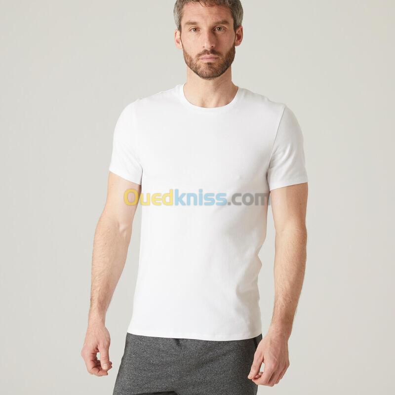 DOMYOS T-shirt slim en coton Homme - Blanc