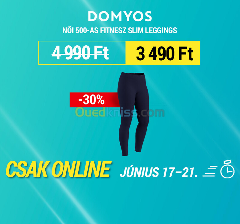 DOMYOS Legging fitness long coton extensible femme - Fit+ bleu marine