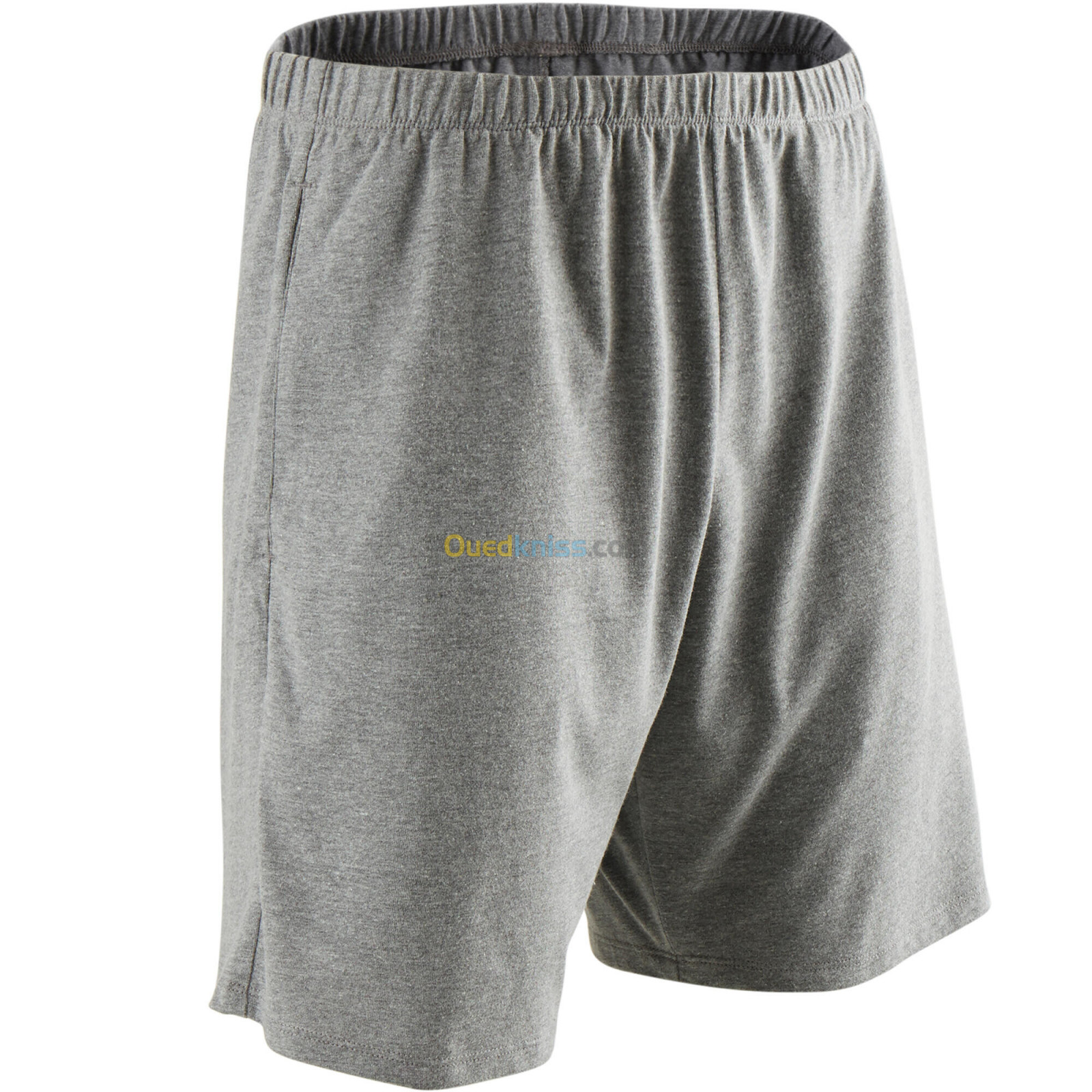 DOMYOS Short Fitness homme coton droit avec poche clés - 100 noir court