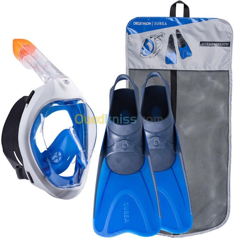 SUBEA Kit de snorkeling masque Easybreath 500 palmes Adulte - bleu