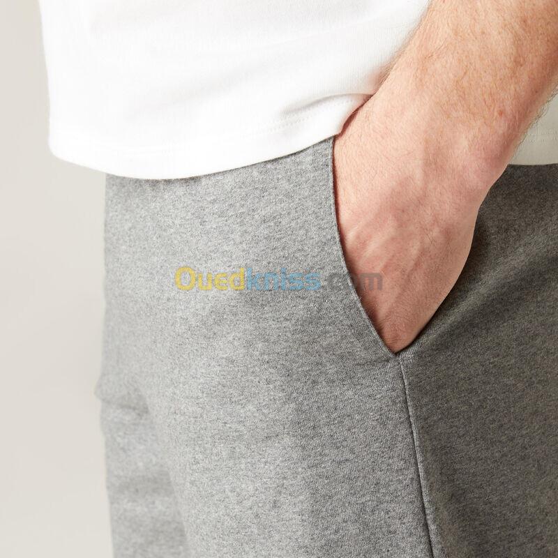 DOMYOS Short court Fitness Homme - 100 gris