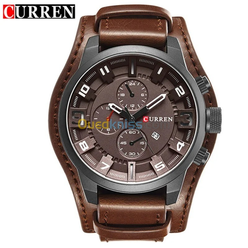 Montre CURREN Luxe Homme, Quartz ORIGINALE, Bracelet Cuir, Sport et Chic, Neuve, Étanche, Qualité