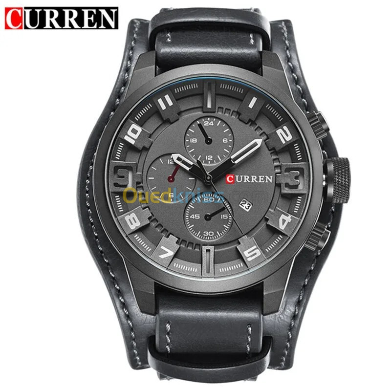 Montre CURREN Luxe Homme, Quartz ORIGINALE, Bracelet Cuir, Sport et Chic, Neuve, Étanche, Qualité