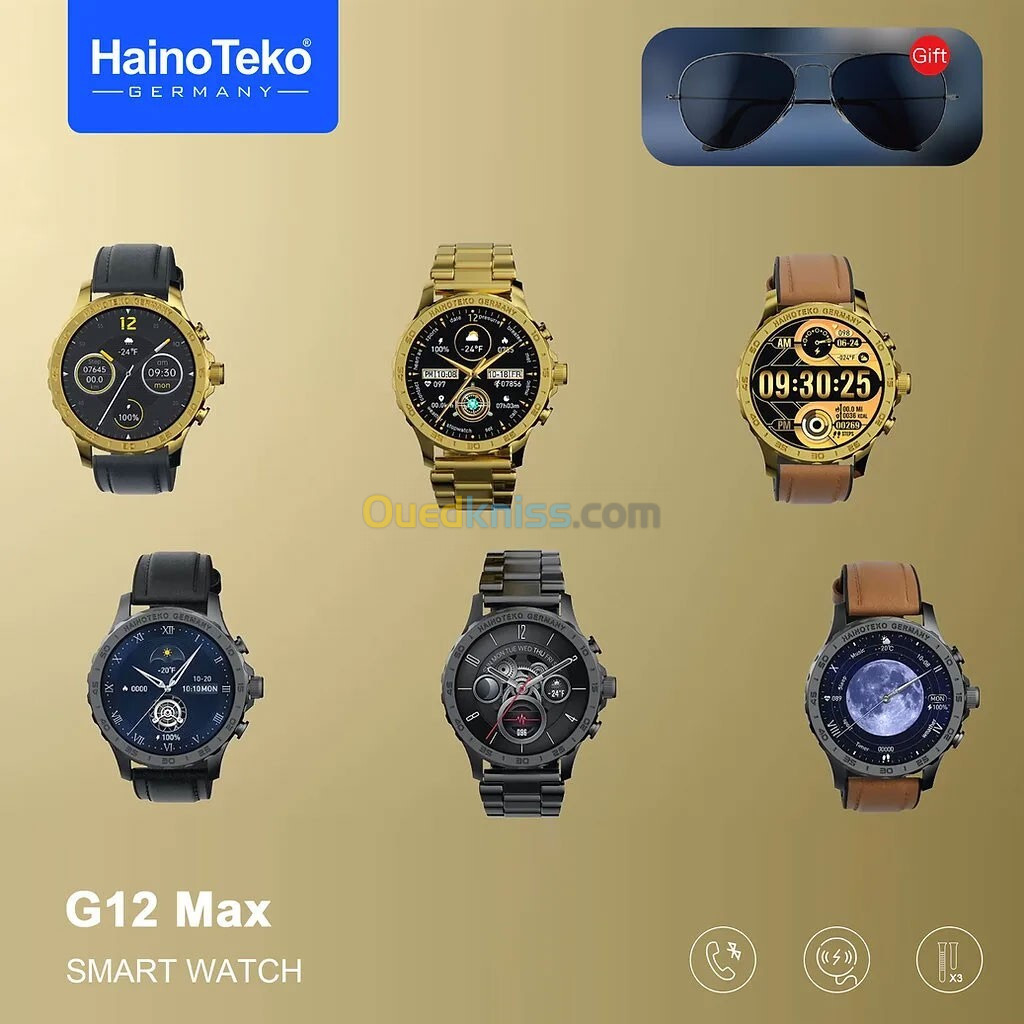 Haino Teko G12 Max Smartwatch avec 2 Bracelets et Lunettes