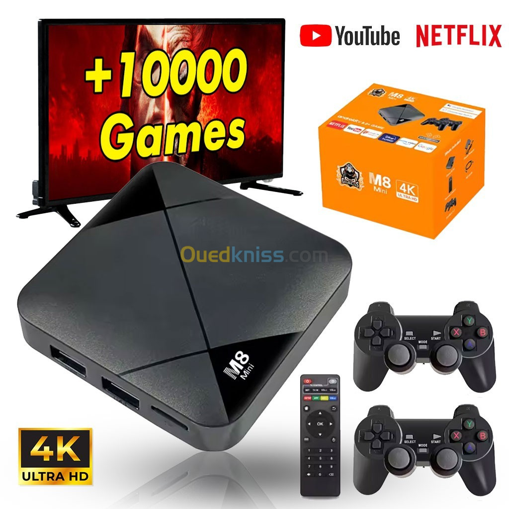 M8 Mini Portable Game Box 4K Android TV BOX Video Gaming Console 10000 Games 64GB