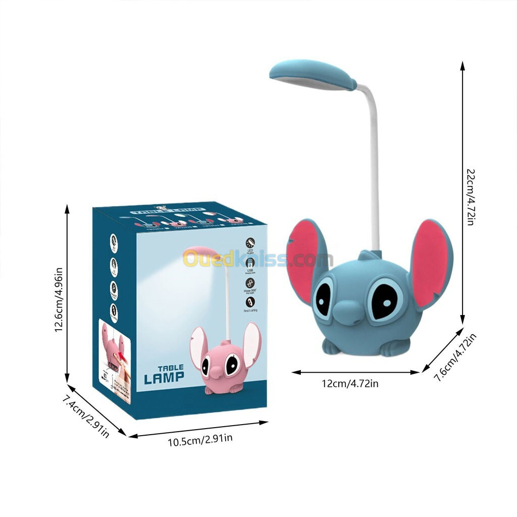 Stitch Lampe de Bureau et Veilleuse Ambiante pour Enfants avec Taille-crayon