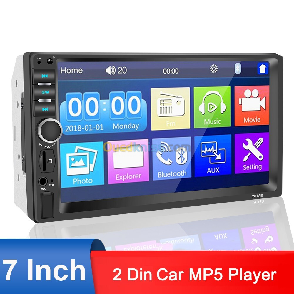 DVD Mp5 Auto-radio écran tactile 7 Pouce Bleutooth. USB AUX .CARD SD. Standard