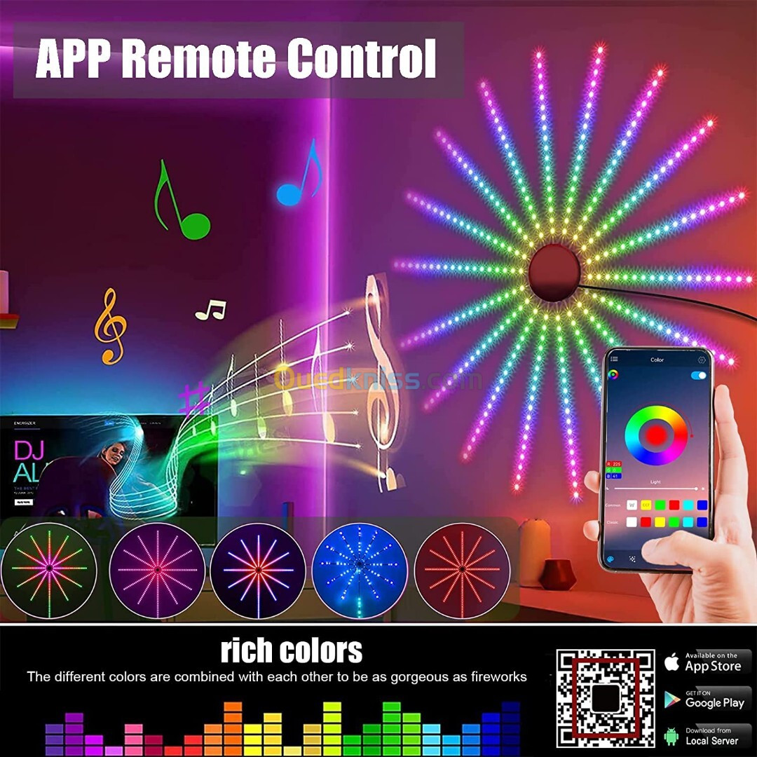 feux dartifice App Smart Control IC Led RGB Light décoration de la maison