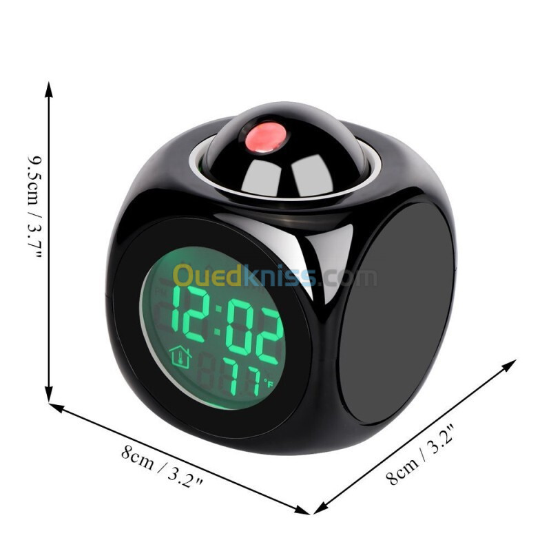 Horloge numérique de Projection LCD à LED, alarme vocale, fonction Snooze, thermomètre