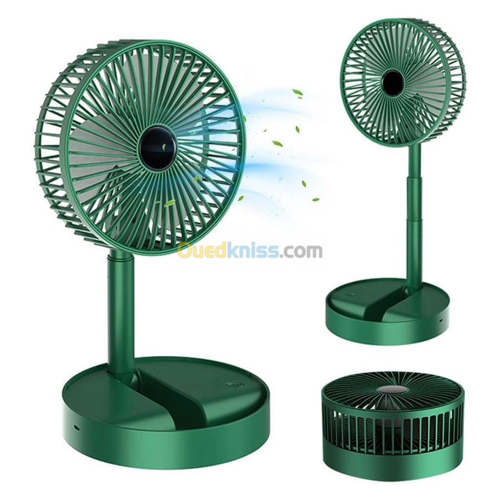 Ventilateur USB Rechargeable 3-Vitesses avec Support Télescopique