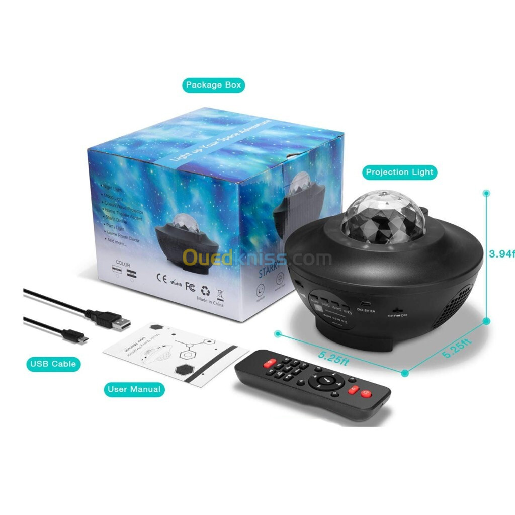 Projecteur Galaxie 3D Laser Bluetooth + haut-parleur USB