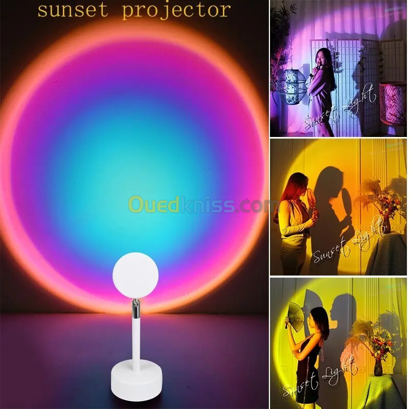 Projecteur de coucher de soleil rotatif à 180  USB décoration murale