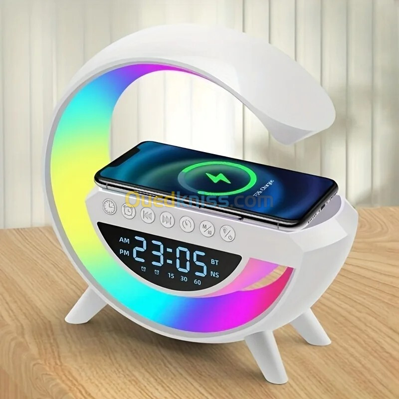 Réveil et Haut-parleur Bluetooth RGB intelligente type Big G Wireless Charger V3 - BT-3401