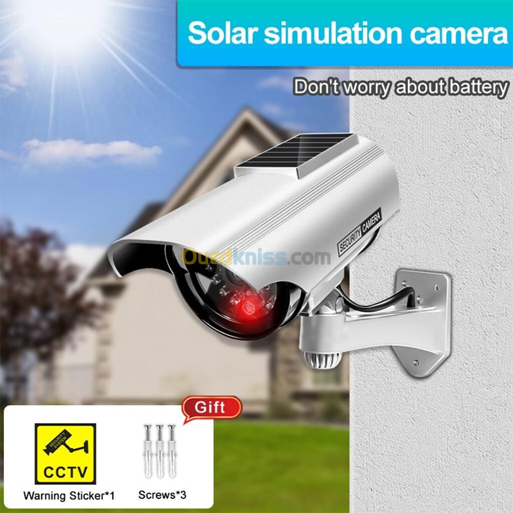 Fausse Caméras de Vidéosurveillance à énergie Solaire avec Clignotant Rouge LED