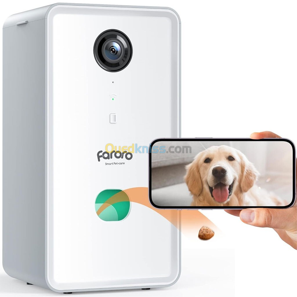 Faroro Caméra Full HD 1080P pour chien avec distributeur de friandises à distance