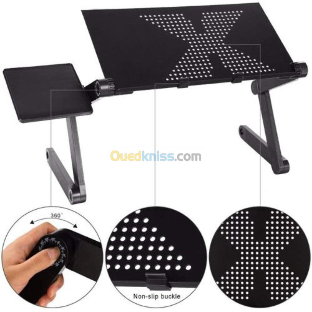 Table pliante en aluminium pour ordinateur Portable, support de bureau rotatif à 360 degrés pour lit