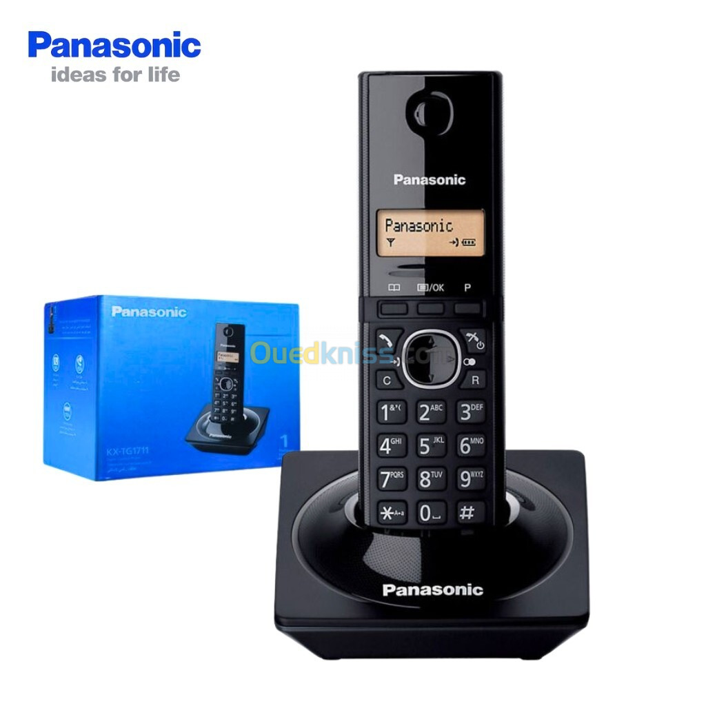 Panasonic Téléphone Numérique Sans Fil KX-TG1711 هاتف أرضي لاسلكي بخاصية تسجيل الأرقام مع شاشة رقمية